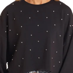 Rock & Roll Denim Rhinestone Pullover