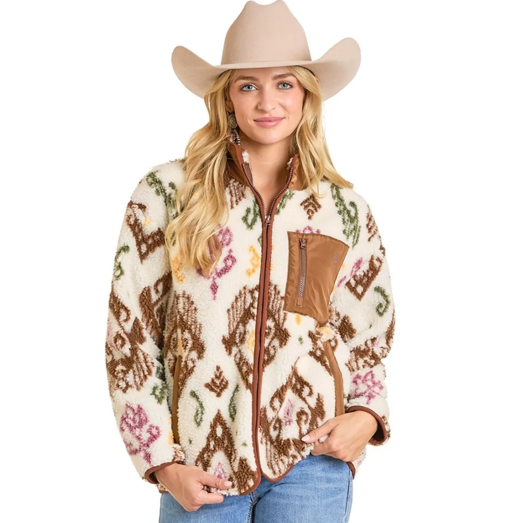 Rock & Roll Denim Sherpa Print Jacket