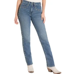 Rock & Roll Denim Silver Stud Straight Leg Jeans
