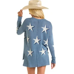 Rock & Roll Denim Star Baja Sweater