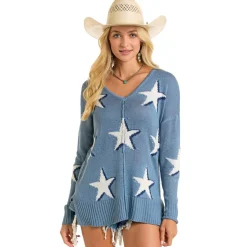 Rock & Roll Denim Star Baja Sweater