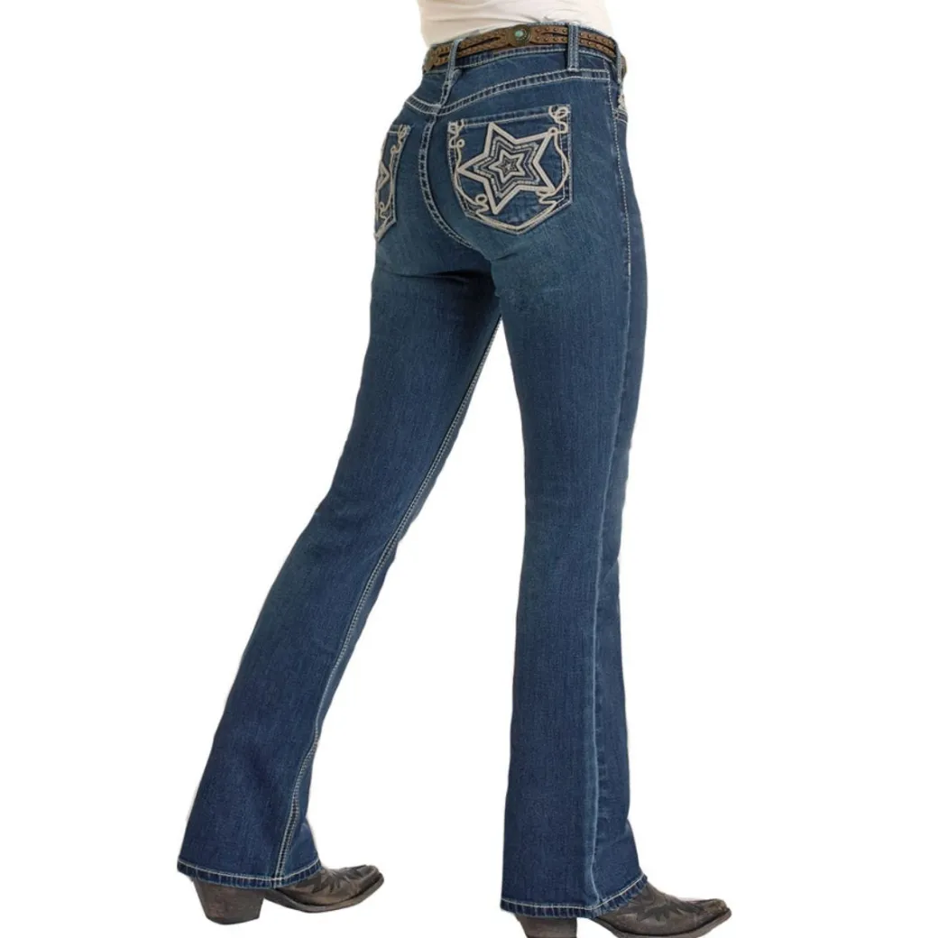 Rock & Roll Denim Star Embroidered Jeans