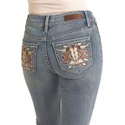 Rock & Roll Denim Steer Head Pocket Jeans