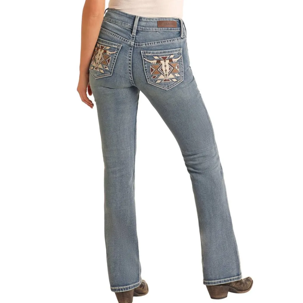 Rock & Roll Denim Steer Head Pocket Jeans