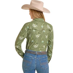 Rock & Roll Denim Tek Cactus LS Shirt