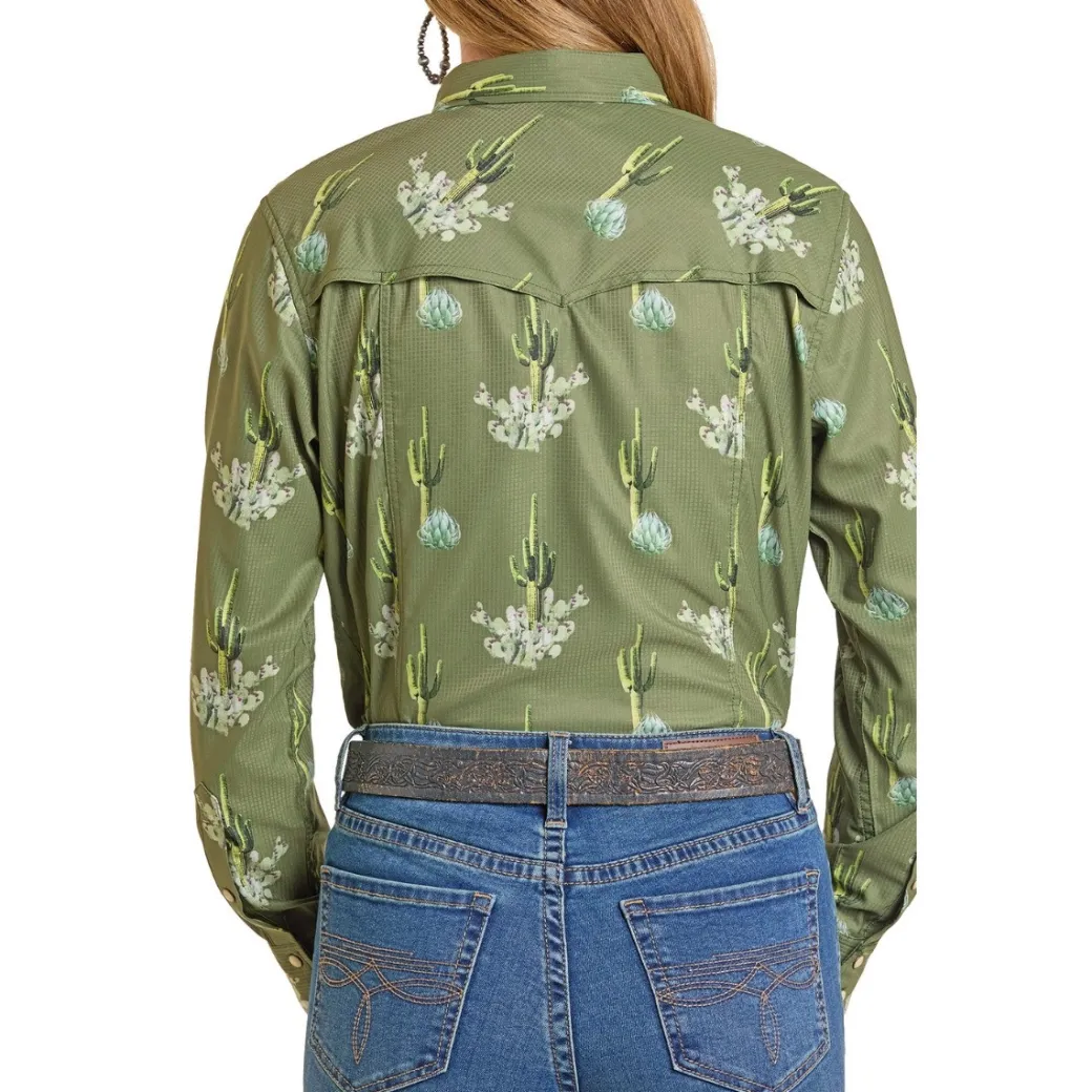 Rock & Roll Denim Tek Cactus LS Shirt