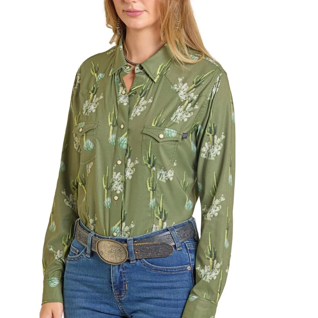 Rock & Roll Denim Tek Cactus LS Shirt