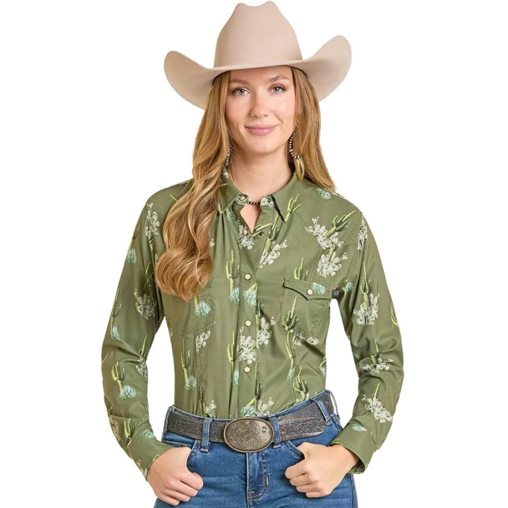 Rock & Roll Denim Tek Cactus LS Shirt