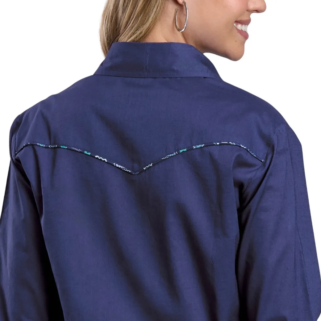 Roper Aztec Piping Solid Blue LS Shirt