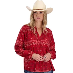 Roper Aztec Print Peasant Blouse