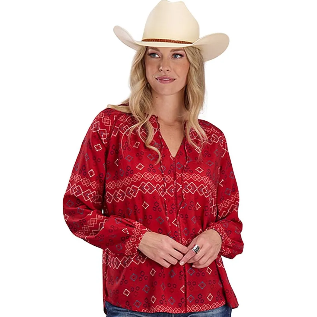 Roper Aztec Print Peasant Blouse