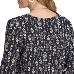 Roper Black Floral Rayon Blouse