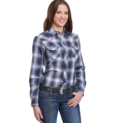 Roper Blue Metallic Plaid Snap Shirt
