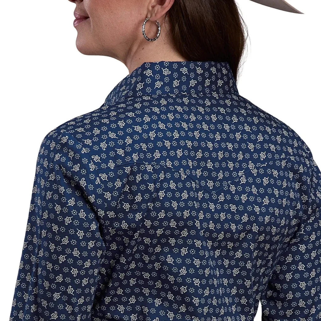 Roper Blue Paisley Stretch LS Shirt