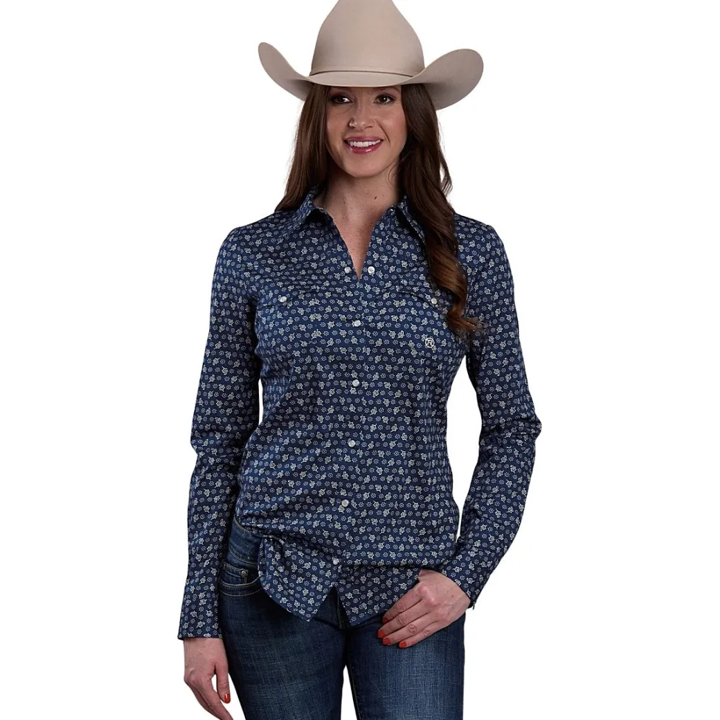 Roper Blue Paisley Stretch LS Shirt
