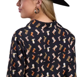 Roper Boot Print Rayon Long Sleeve Shirt