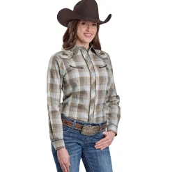 Roper Bronc Embroidered Yokes Plaid Shirt