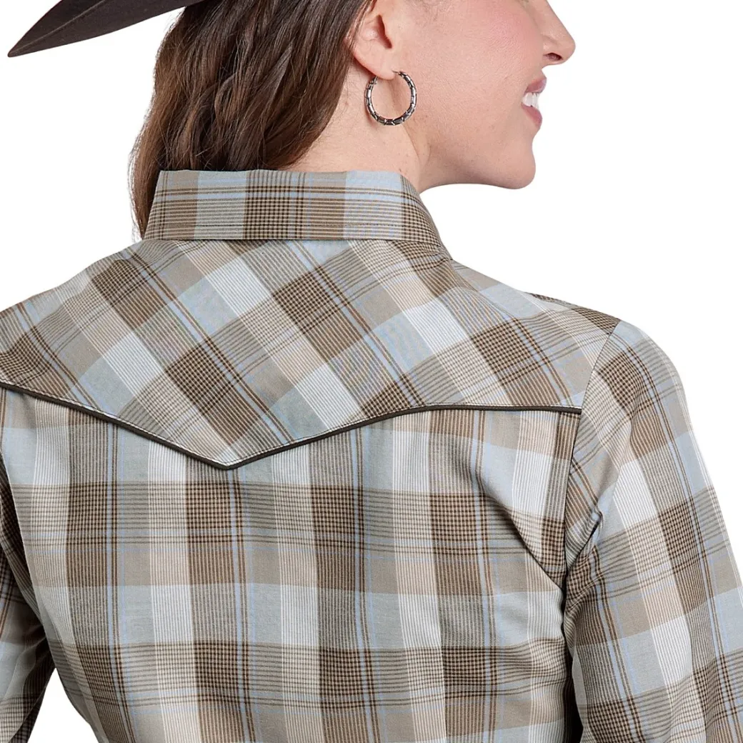 Roper Bronc Embroidered Yokes Plaid Shirt