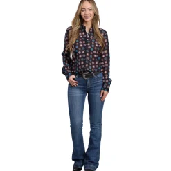 Roper Concho Print Long Sleeve Snap Shirt