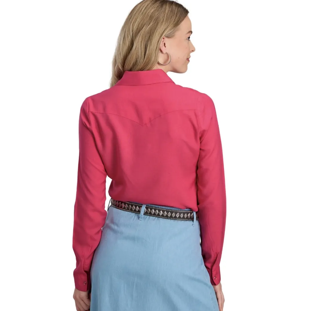 Roper Embroidered Pink Snap Blouse