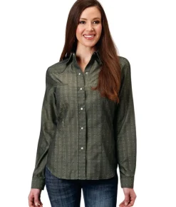 Roper Grey Tonal Stripe Shirt Long Sleeve