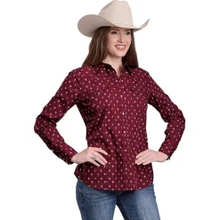 Roper Red Aztec Print Snap Shirt