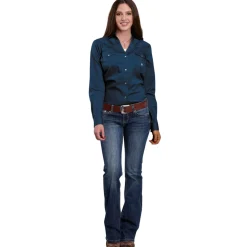 Roper Stretch Solid Blue LS Snap Shirt