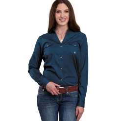 Roper Stretch Solid Blue LS Snap Shirt