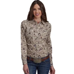 Roper Vintage Cowboy Print LS Snap Shirt