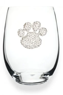 The Queens' Jewels Paw Print Stemless Wine Glass