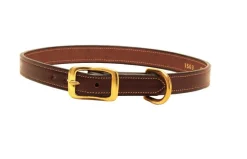 Tory Leather Plain Stitched Leather Dog Collar