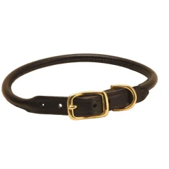 Tory Leather Rolled Bridle Leather Dog Collar
