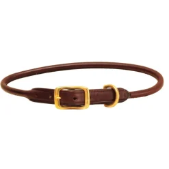 Tory Leather Rolled Bridle Leather Dog Collar