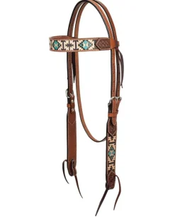 Turquoise Cross Aztec Brow Headstall