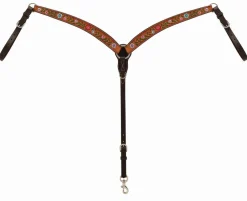 Turquoise Cross Floral Vine Contoured Breast Collar