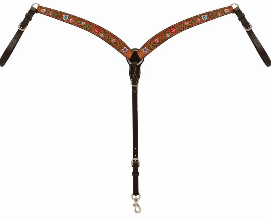 Turquoise Cross Floral Vine Contoured Breast Collar