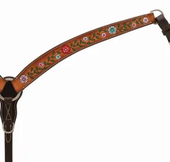 Turquoise Cross Floral Vine Contoured Breast Collar
