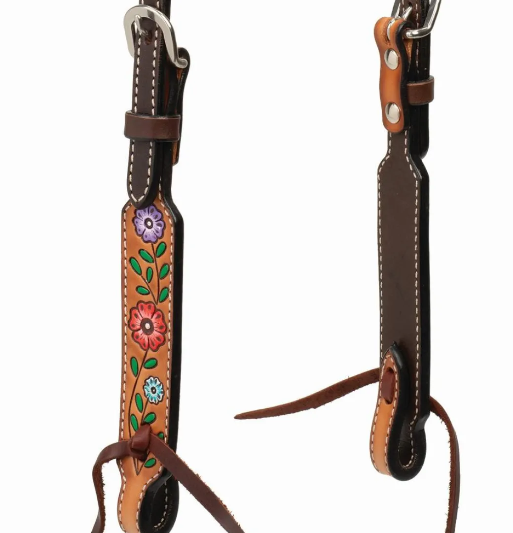 Turquoise Cross Floral Vine One Ear Headstall