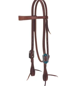Weaver Turquoise Flower Slim Brow Headstall
