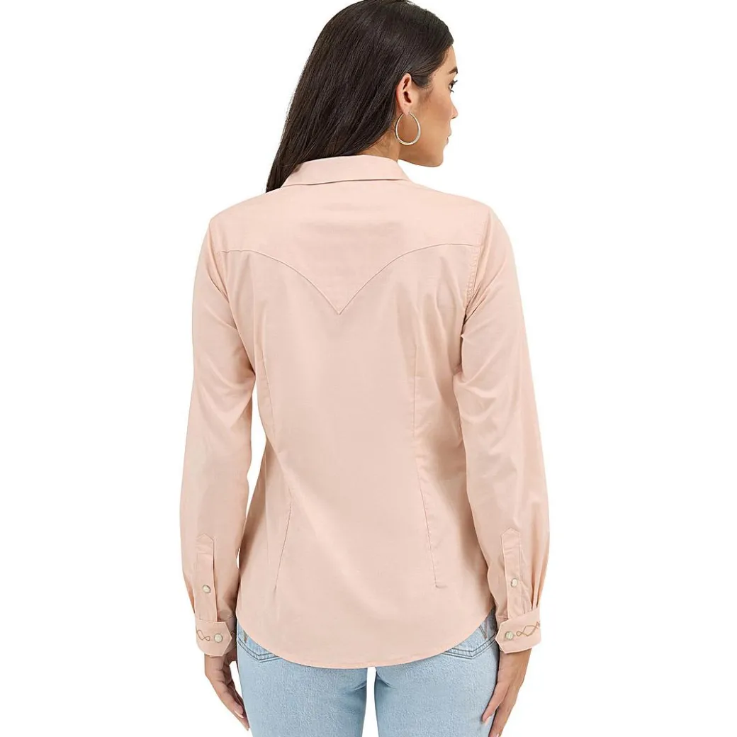 Wrangler Boot Stitch Pink Snap Shirt