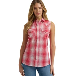 Wrangler Essential Plaid Sleeveless Snap Shirt