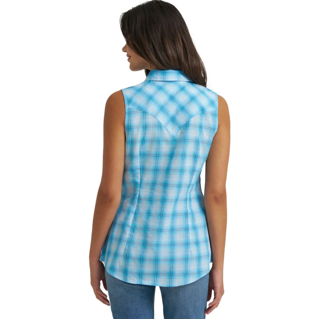 Wrangler Essential Plaid Sleeveless Snap Shirt