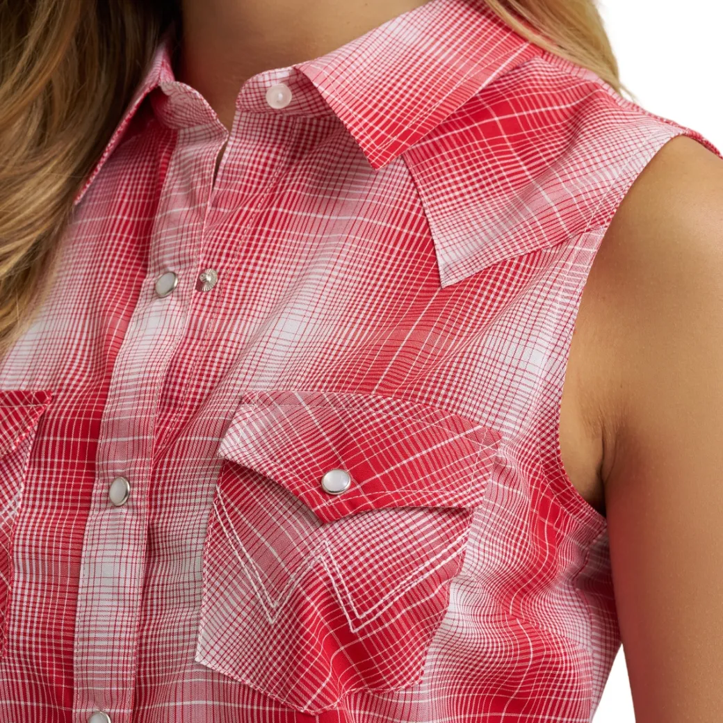 Wrangler Essential Plaid Sleeveless Snap Shirt