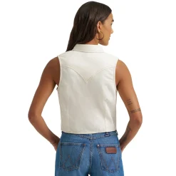 Wrangler Off White Denim Sleeveless Snap Shirt