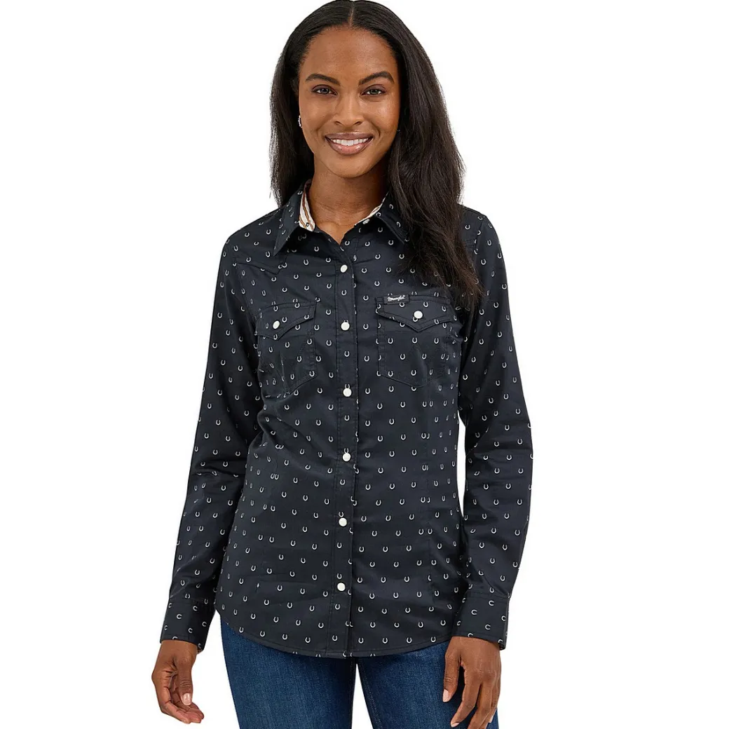 Wrangler Retro Horseshoe Print Snap Shirt